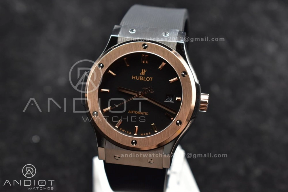 Comfortable Fusion 45mm RG HBF 1:1 Best Edition Black Dial on Black Gummy Strap A 272