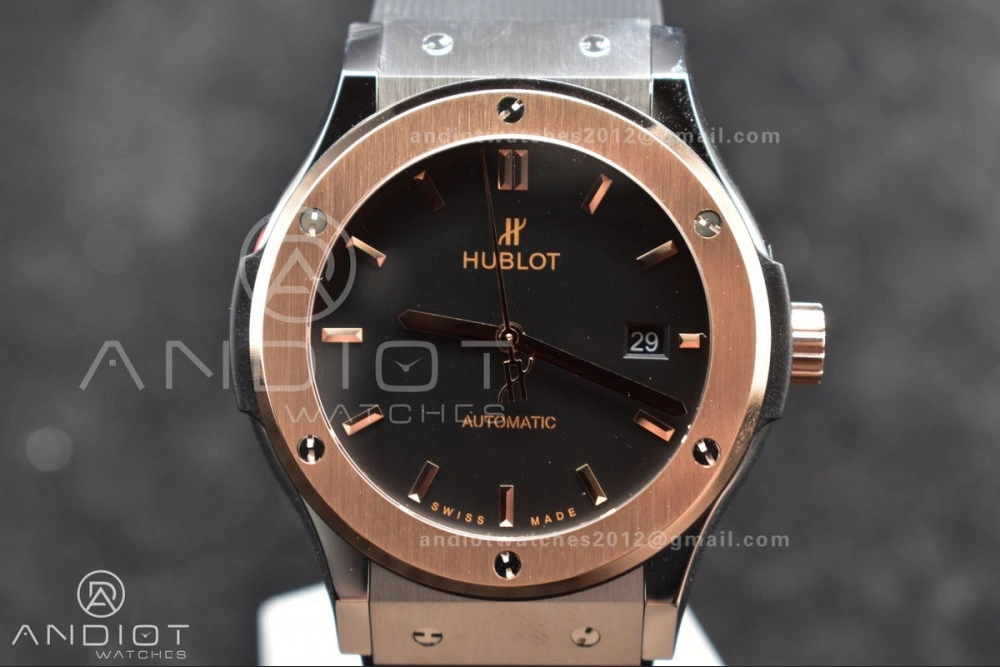 Comfortable Fusion 45mm RG HBF 1:1 Best Edition Black Dial on Black Gummy Strap A 272
