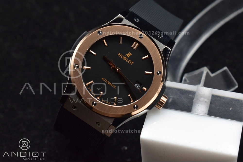 Comfortable Fusion 45mm RG HBF 1:1 Best Edition Black Dial on Black Gummy Strap A 272