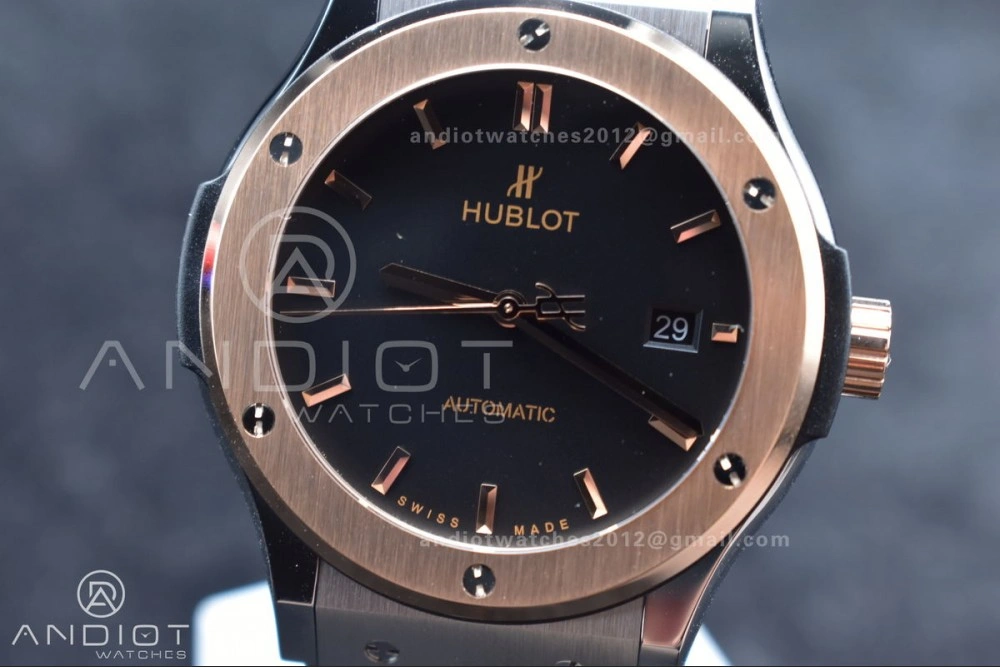 Comfortable Fusion 45mm RG HBF 1:1 Best Edition Black Dial on Black Gummy Strap A 272