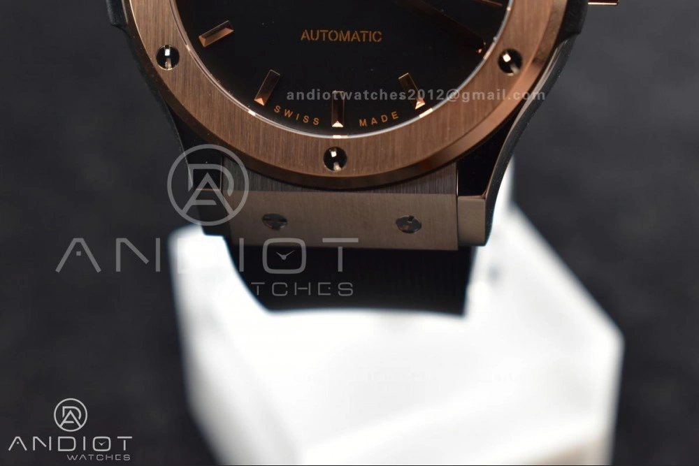 Comfortable Fusion 45mm RG HBF 1:1 Best Edition Black Dial on Black Gummy Strap A 272