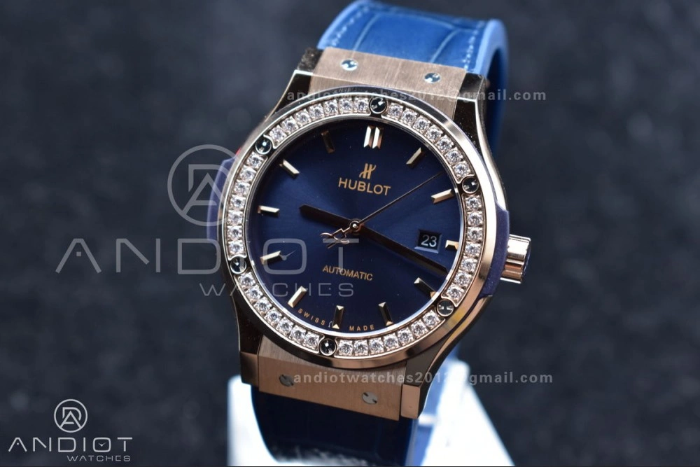 Fusion 45mm SS HBF 1:1 Best Edition Blue Dial with Diamond Bezel on Blue Gummy Strap A RelaxedFit 540