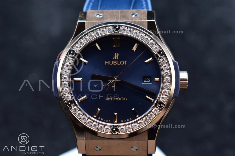 Fusion 45mm SS HBF 1:1 Best Edition Blue Dial with Diamond Bezel on Blue Gummy Strap A RelaxedFit 540