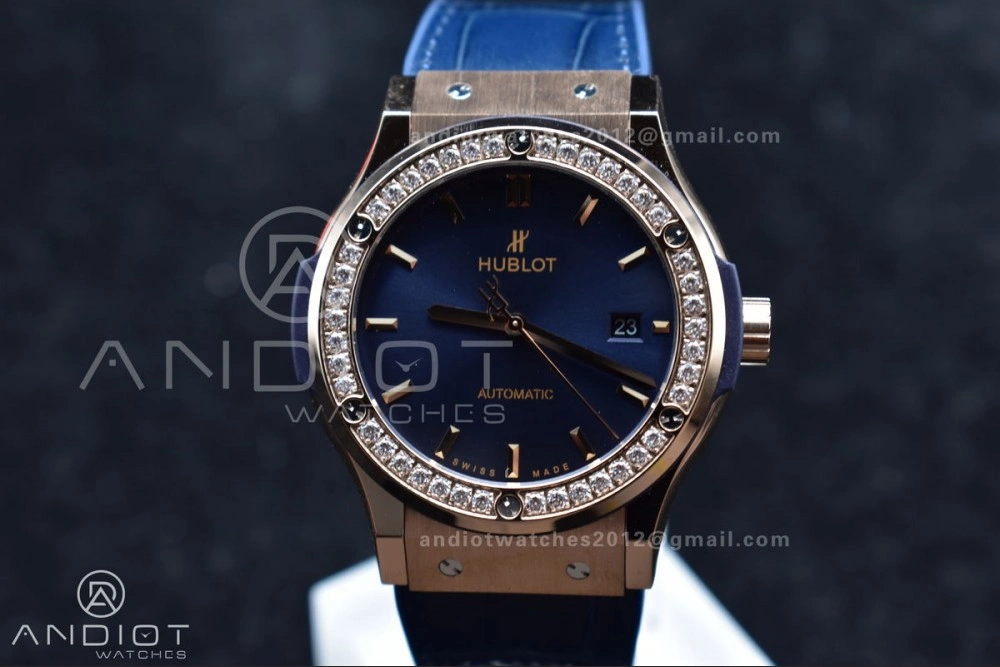 Fusion 45mm SS HBF 1:1 Best Edition Blue Dial with Diamond Bezel on Blue Gummy Strap A RelaxedFit 540
