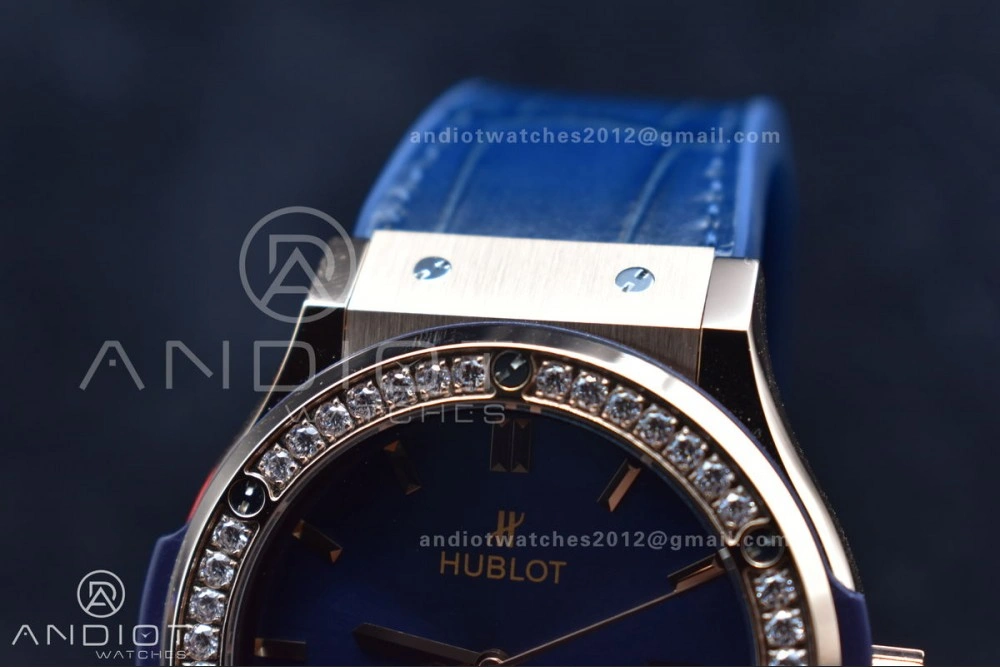 Fusion 45mm SS HBF 1:1 Best Edition Blue Dial with Diamond Bezel on Blue Gummy Strap A RelaxedFit 540