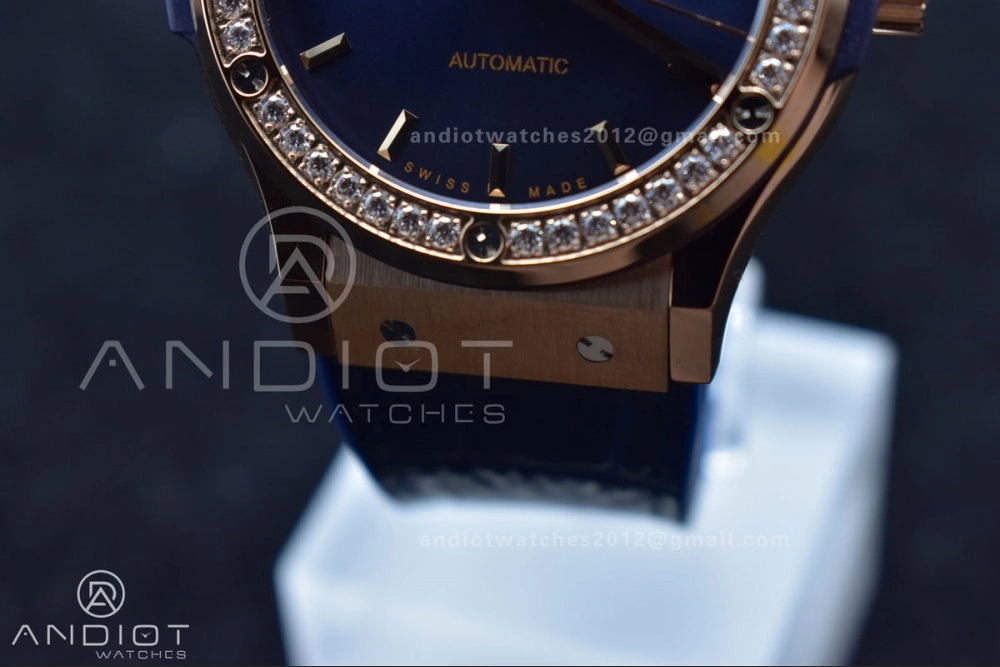 Fusion 45mm SS HBF 1:1 Best Edition Blue Dial with Diamond Bezel on Blue Gummy Strap A RelaxedFit 540