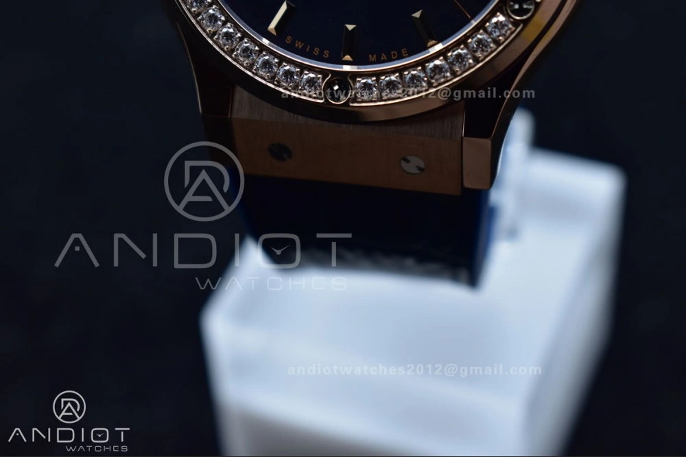 Fusion 45mm SS HBF 1:1 Best Edition Blue Dial with Diamond Bezel on Blue Gummy Strap A RelaxedFit 540