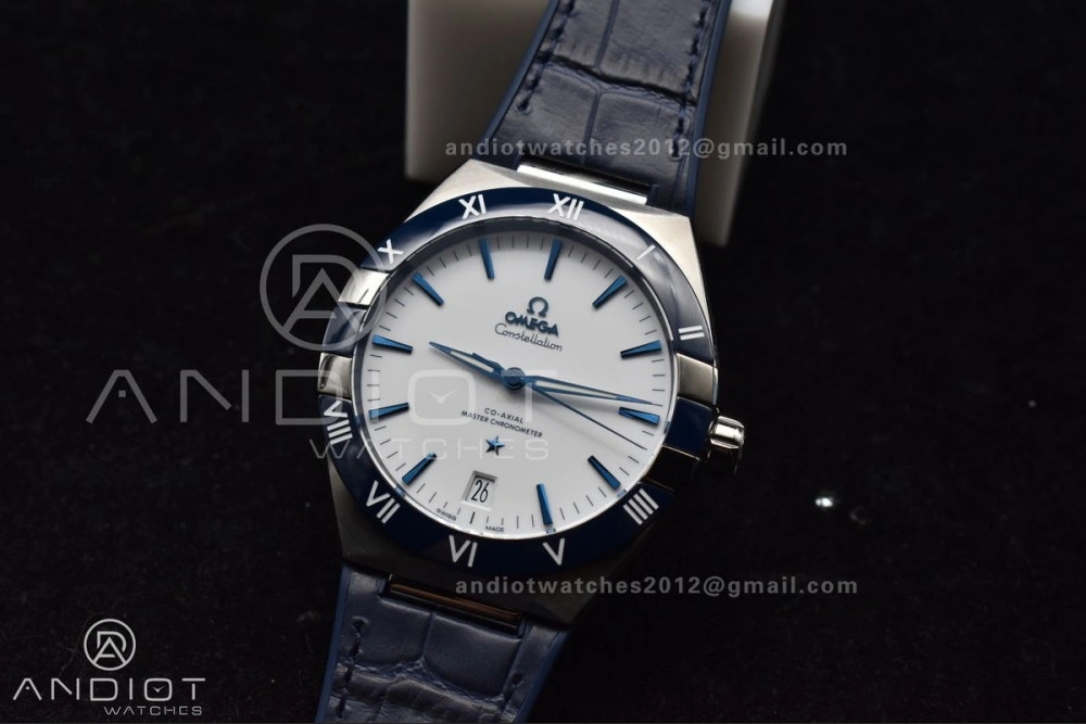 Constellation Blue Ceramic SS VSF 1:1 Best Edition White Dial on Blue Gummy Strap A8900 Super Clone Snug 36