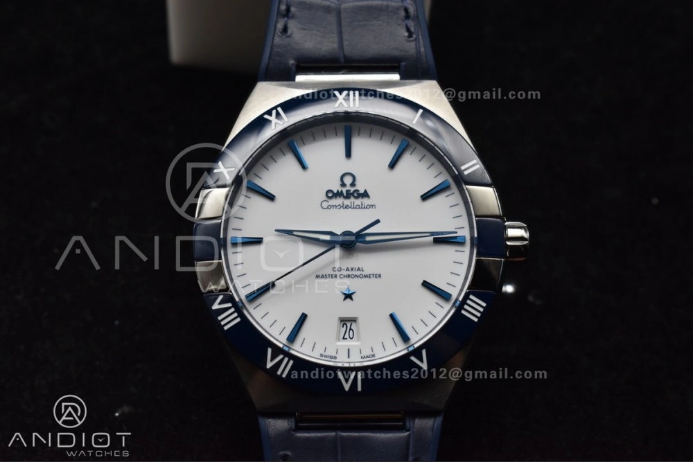 Constellation Blue Ceramic SS VSF 1:1 Best Edition White Dial on Blue Gummy Strap A8900 Super Clone Snug 36