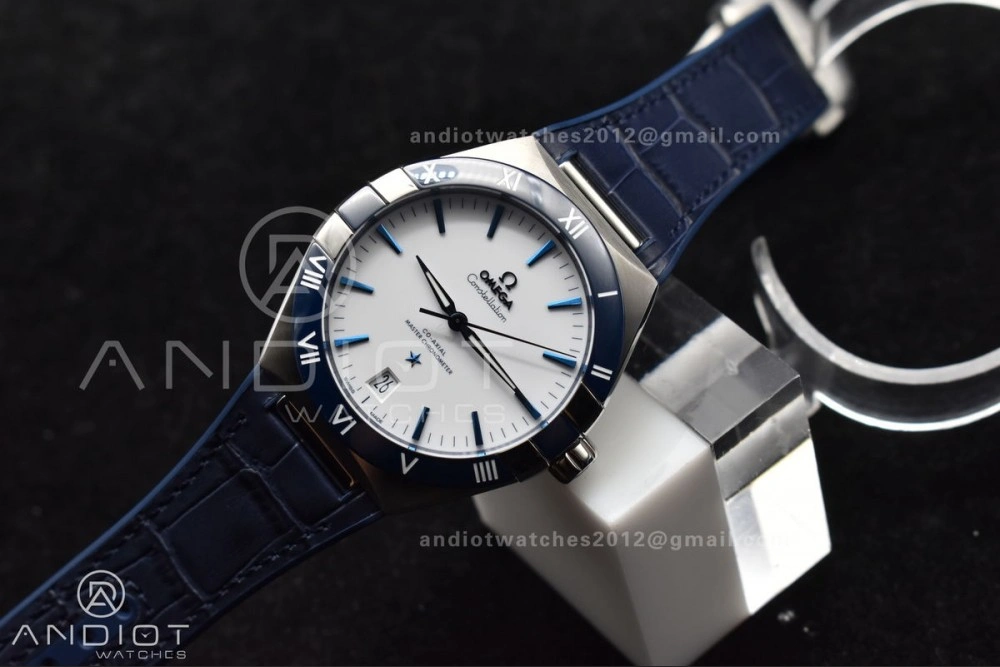 Constellation Blue Ceramic SS VSF 1:1 Best Edition White Dial on Blue Gummy Strap A8900 Super Clone Snug 36