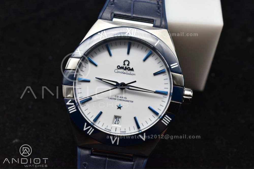 Constellation Blue Ceramic SS VSF 1:1 Best Edition White Dial on Blue Gummy Strap A8900 Super Clone Snug 36