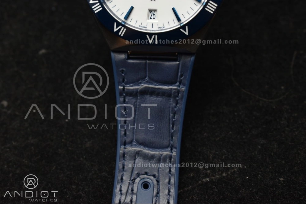 Constellation Blue Ceramic SS VSF 1:1 Best Edition White Dial on Blue Gummy Strap A8900 Super Clone Snug 36