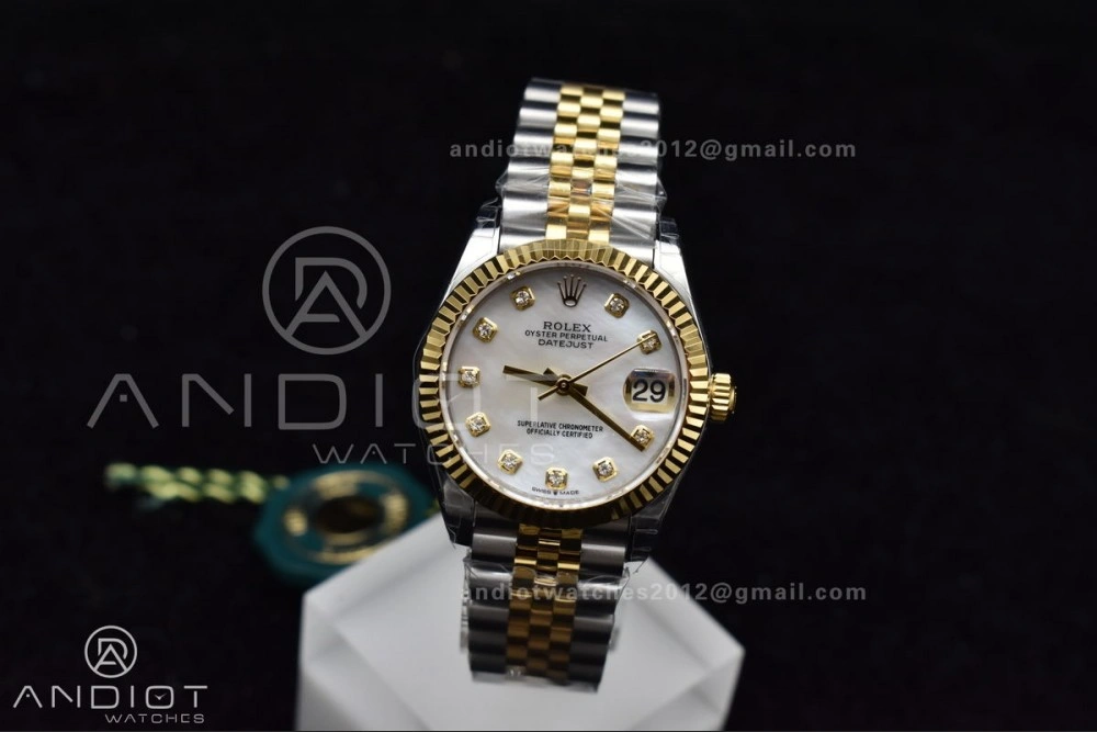 ZeroBulk DateJust 31 Ladies 278271 GSF 316L Steel MOP Diamond Dial On YG President Bracelet 542