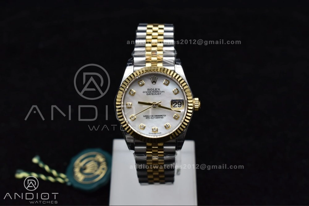 ZeroBulk DateJust 31 Ladies 278271 GSF 316L Steel MOP Diamond Dial On YG President Bracelet 542
