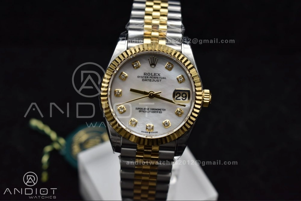 ZeroBulk DateJust 31 Ladies 278271 GSF 316L Steel MOP Diamond Dial On YG President Bracelet 542