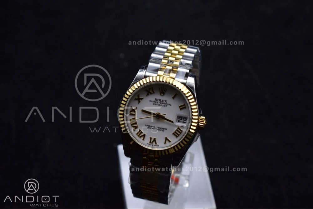 Compact DateJust 31 Ladies 278271 GSF 316L Steel White Dial Roman Markers on YG President Bracelet 550