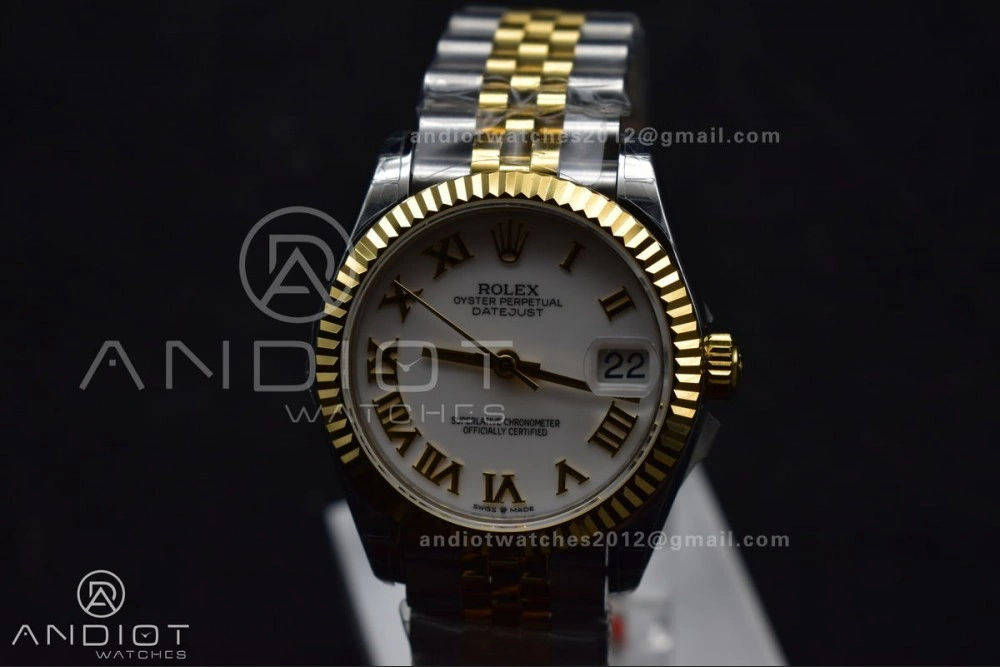 Compact DateJust 31 Ladies 278271 GSF 316L Steel White Dial Roman Markers on YG President Bracelet 550