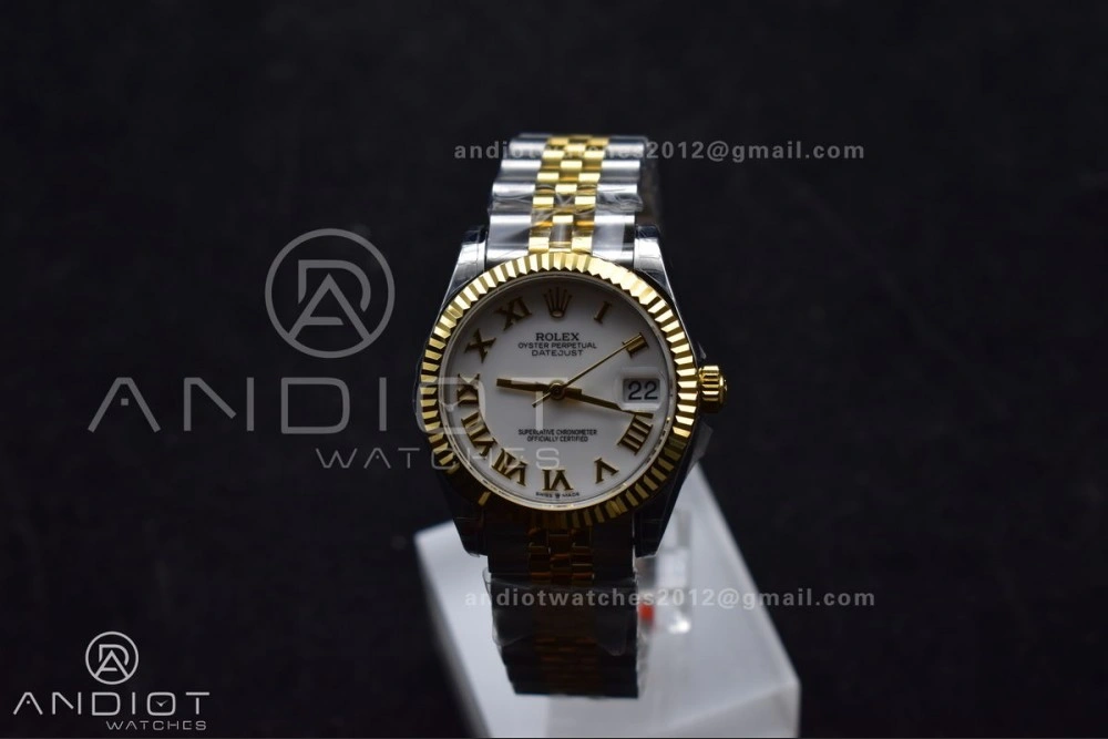 Compact DateJust 31 Ladies 278271 GSF 316L Steel White Dial Roman Markers on YG President Bracelet 550