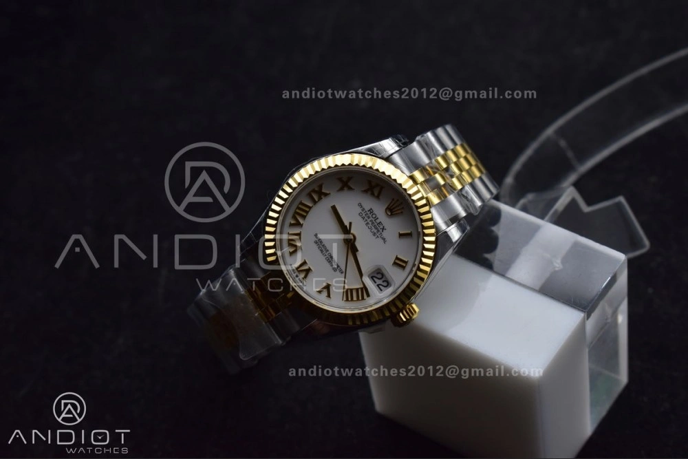 Compact DateJust 31 Ladies 278271 GSF 316L Steel White Dial Roman Markers on YG President Bracelet 550