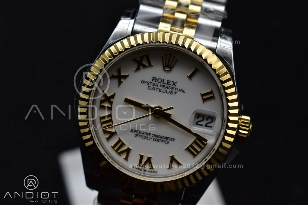 Compact DateJust 31 Ladies 278271 GSF 316L Steel White Dial Roman Markers on YG President Bracelet 550