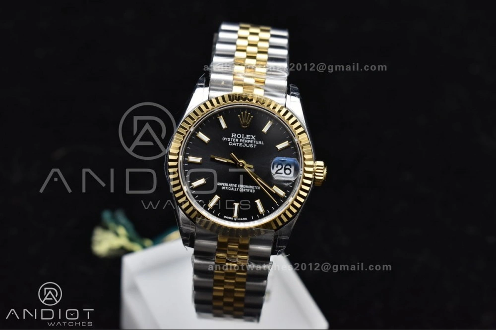 Soft DateJust 31 Ladies 278273 GSF 316L Steel Black Dial Stick Markers on YG President Bracelet 561