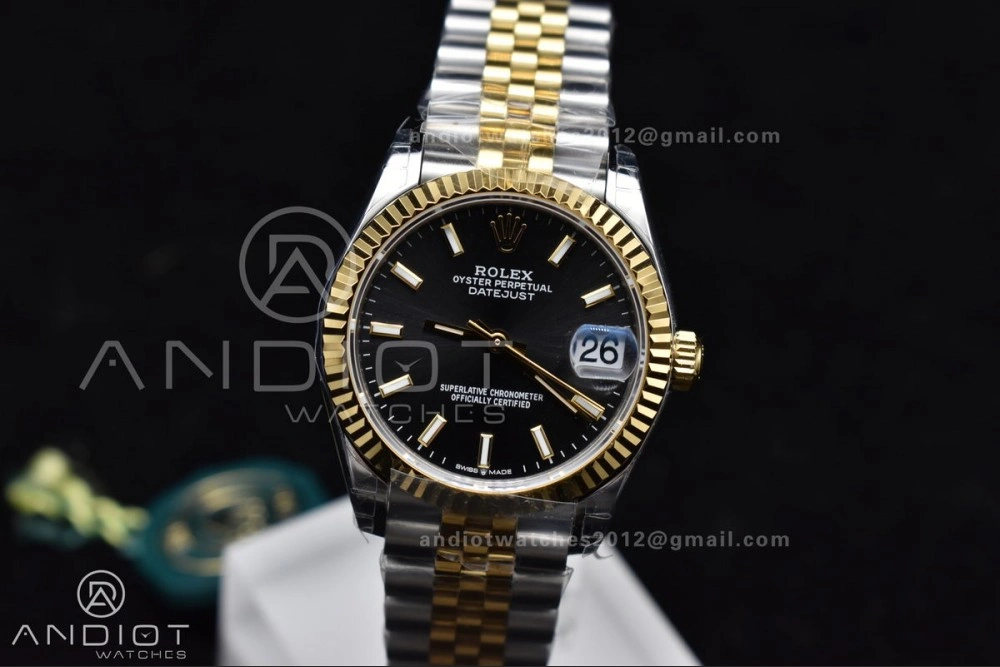 Soft DateJust 31 Ladies 278273 GSF 316L Steel Black Dial Stick Markers on YG President Bracelet 561