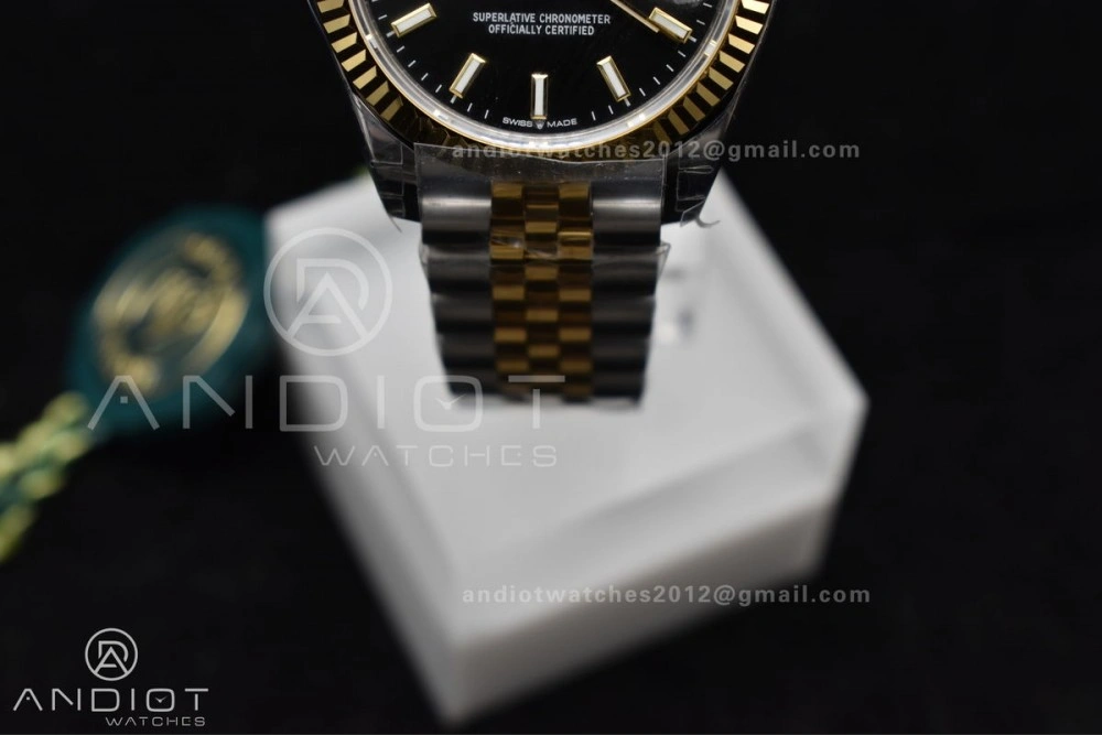 Soft DateJust 31 Ladies 278273 GSF 316L Steel Black Dial Stick Markers on YG President Bracelet 561