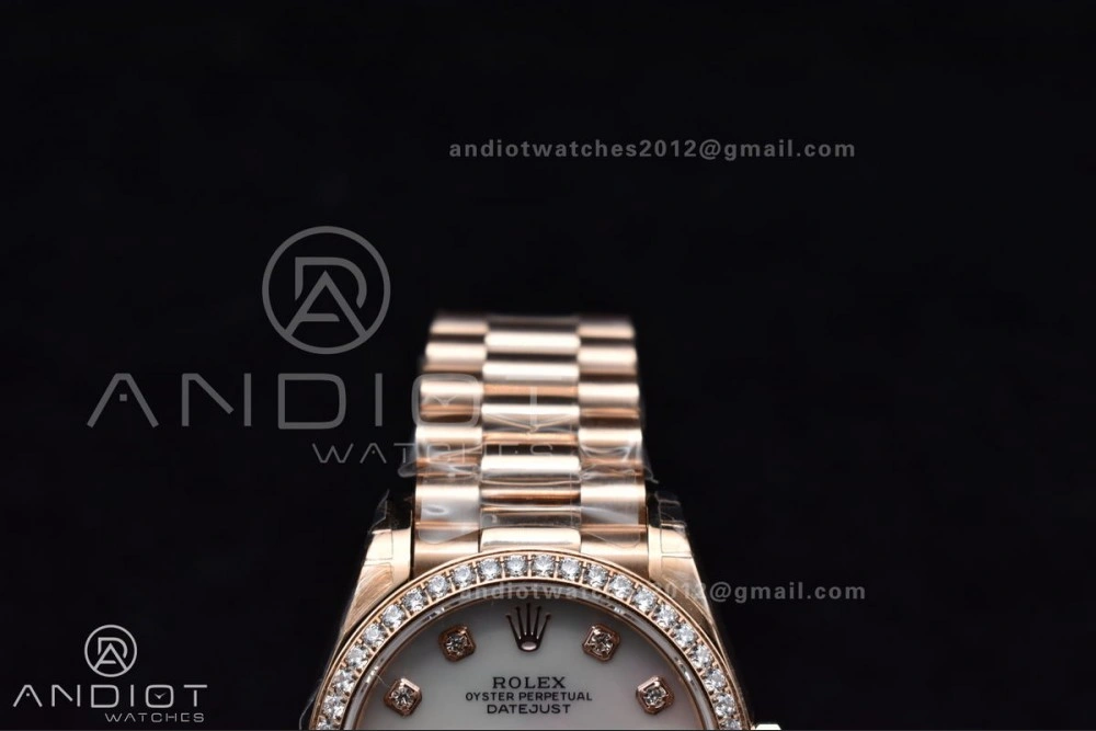 Sporty DateJust 31 Ladies 278275 GSF 316L Steel MOP Diamond Dial On Full RG Case and President Sytle Bracelet 551