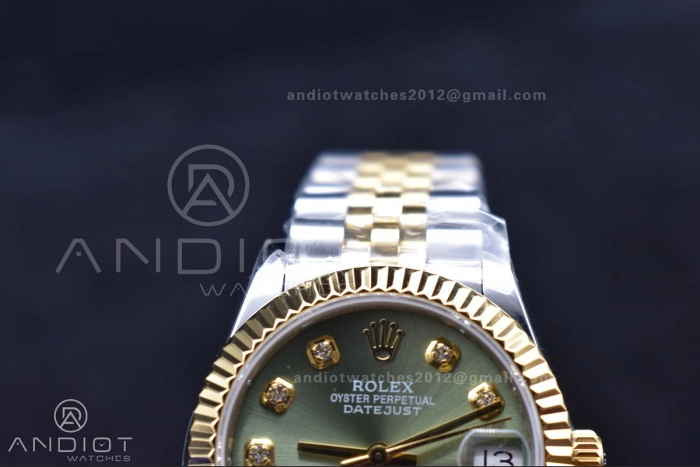 ModernLook DateJust 31 Ladies 278289 WF 316L Steel Green Dial Fluted Bezel and Markers on President Syle Bracelet 553