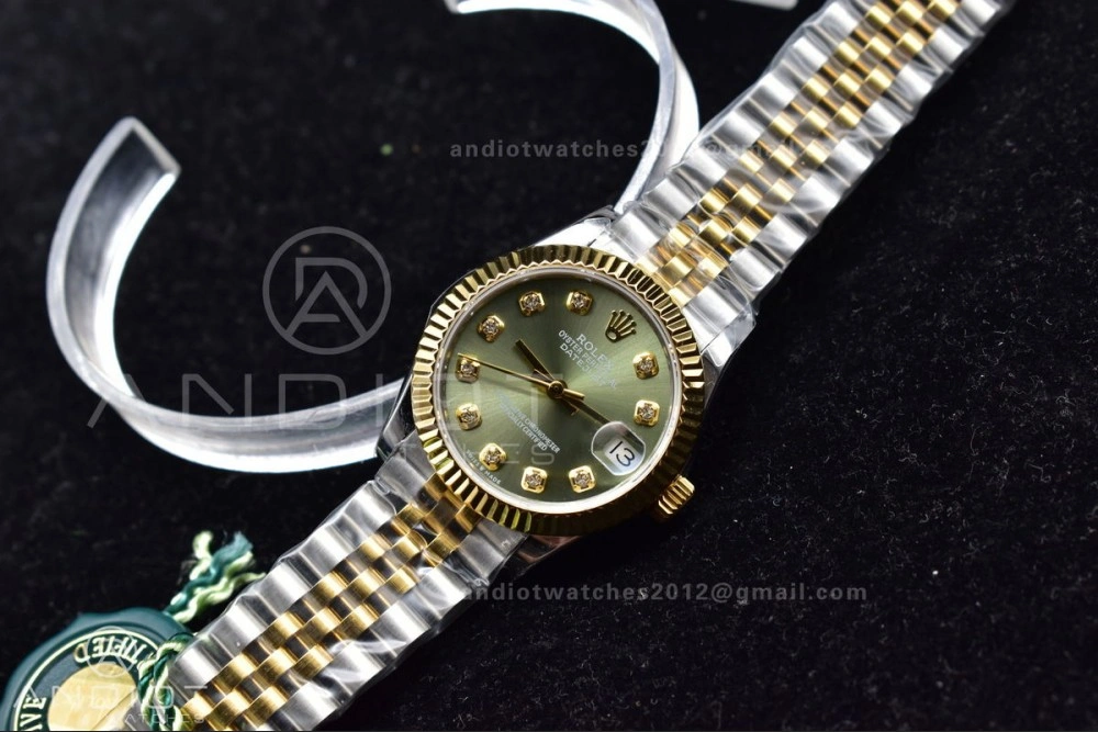 ModernLook DateJust 31 Ladies 278289 WF 316L Steel Green Dial Fluted Bezel and Markers on President Syle Bracelet 553
