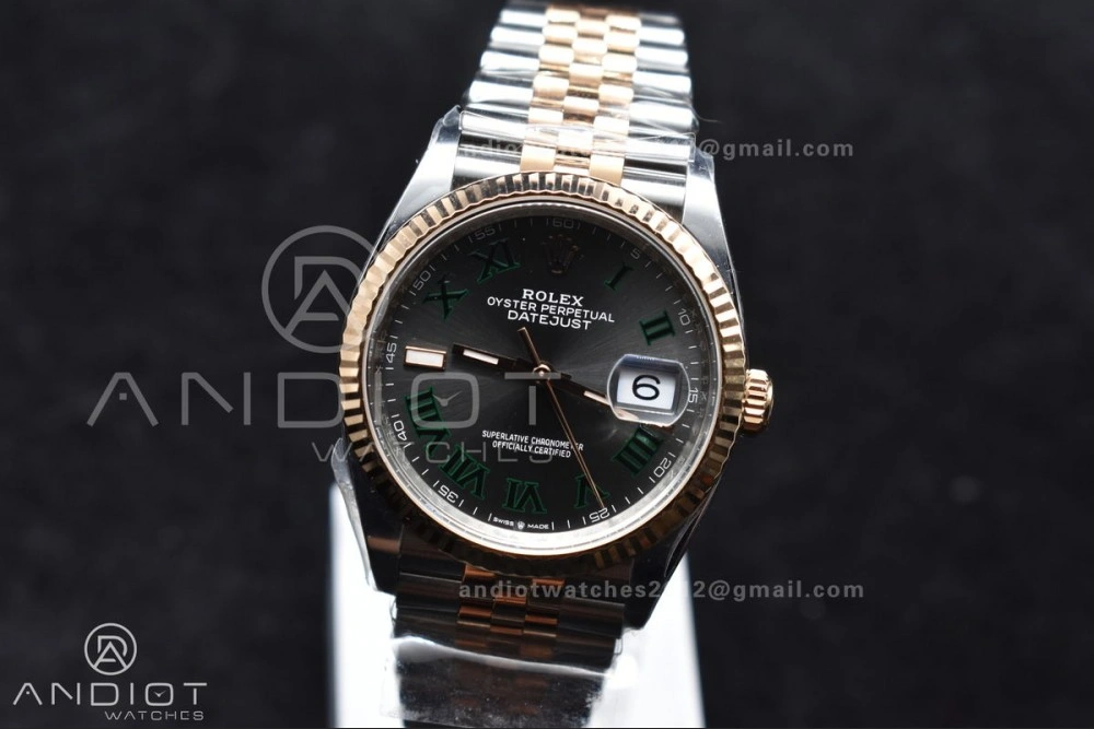 DateJust 36 126231 Clean 1:1 Best Edition 904L Steel Gray DIal Green Roman Marker on SS RG Jubilee Bracelet VR Premium 567