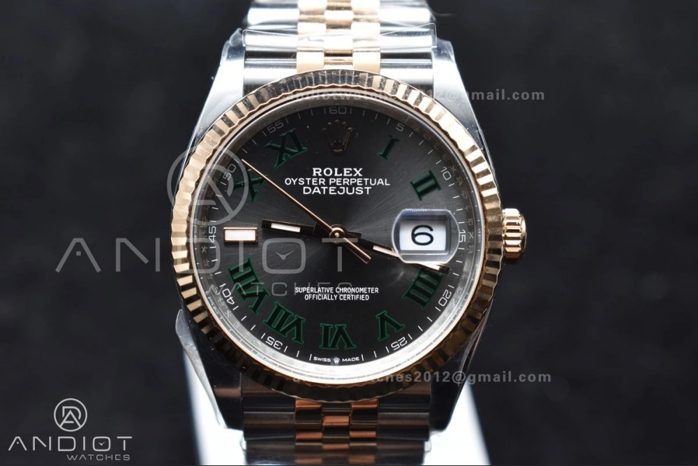 DateJust 36 126231 Clean 1:1 Best Edition 904L Steel Gray DIal Green Roman Marker on SS RG Jubilee Bracelet VR Premium 567