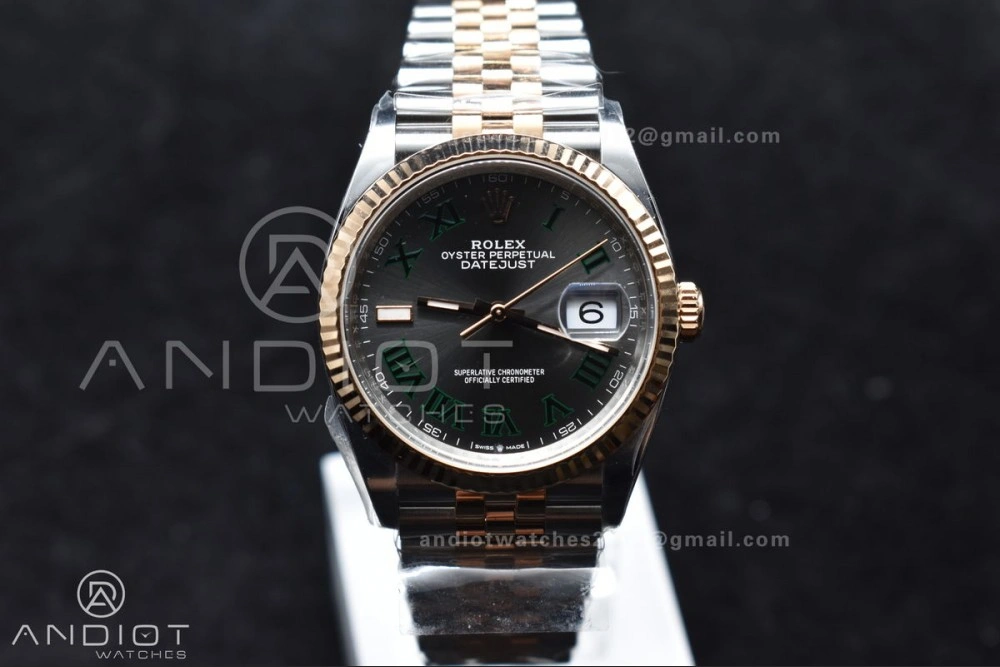 DateJust 36 126231 Clean 1:1 Best Edition 904L Steel Gray DIal Green Roman Marker on SS RG Jubilee Bracelet VR Premium 567