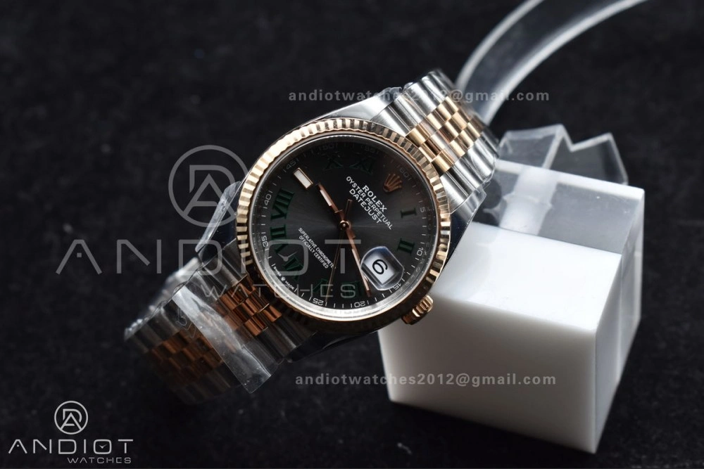 DateJust 36 126231 Clean 1:1 Best Edition 904L Steel Gray DIal Green Roman Marker on SS RG Jubilee Bracelet VR Premium 567