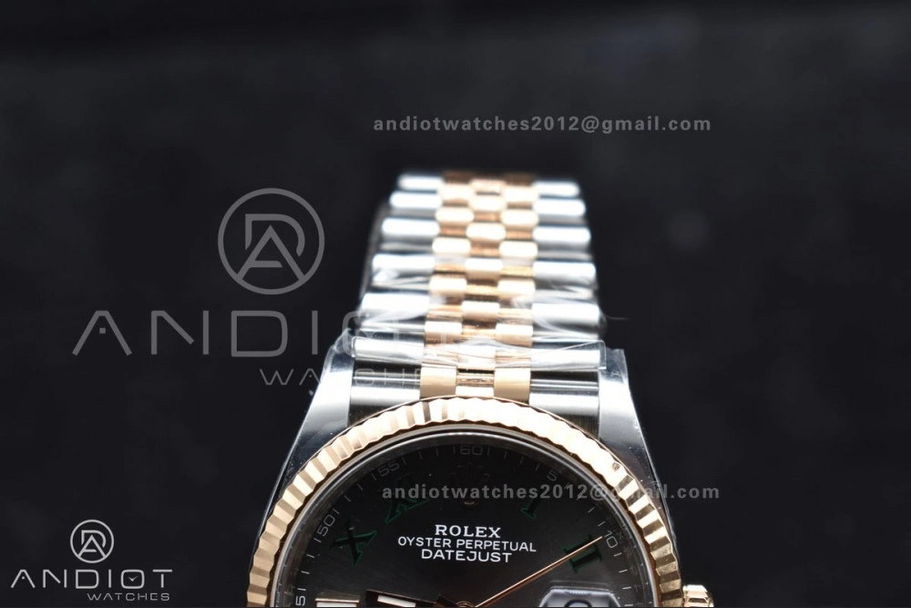 DateJust 36 126231 Clean 1:1 Best Edition 904L Steel Gray DIal Green Roman Marker on SS RG Jubilee Bracelet VR Premium 567