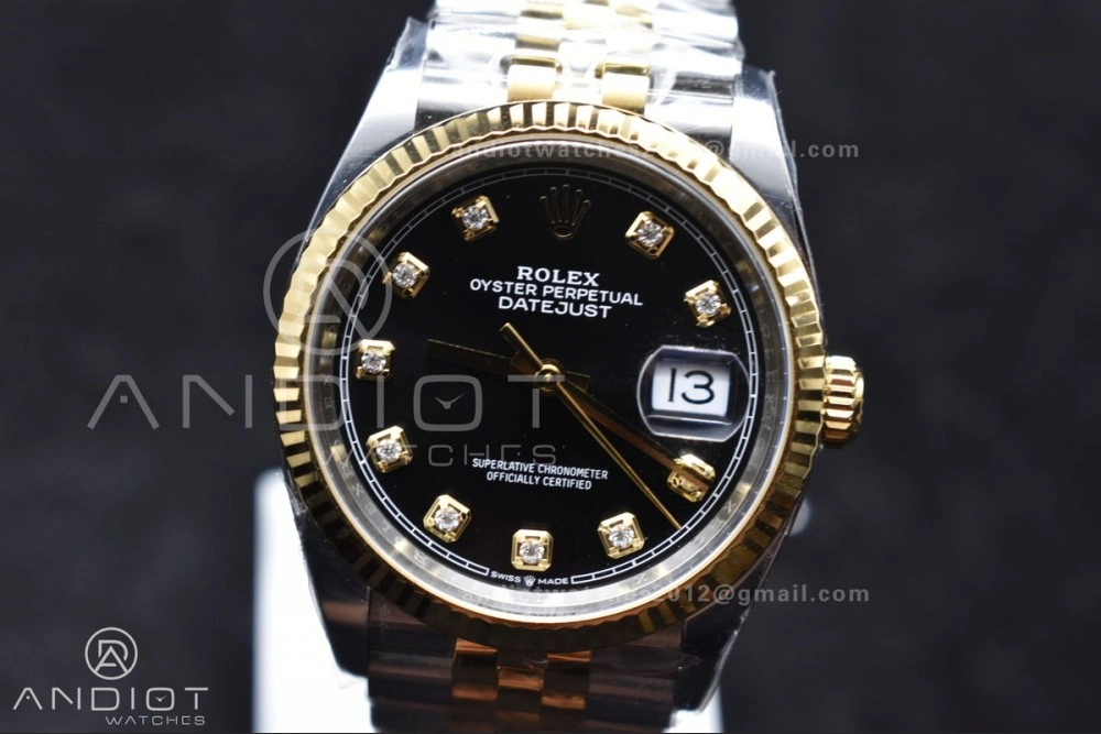 Effortless DateJust 36 126233 Clean 1:1 Best Edition 904L Steel Black Diamonds Dial on SS YG Jubilee Bracelet VR 556