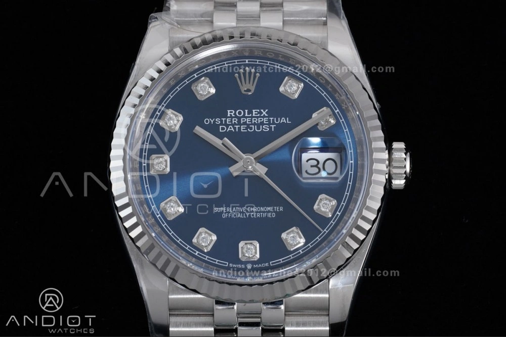 DateJust 36 126234 Clean 1:1 Best Edition 904L Steel Blue Diamonds Dial on Jubilee Bracelet SH ComfortFit 555