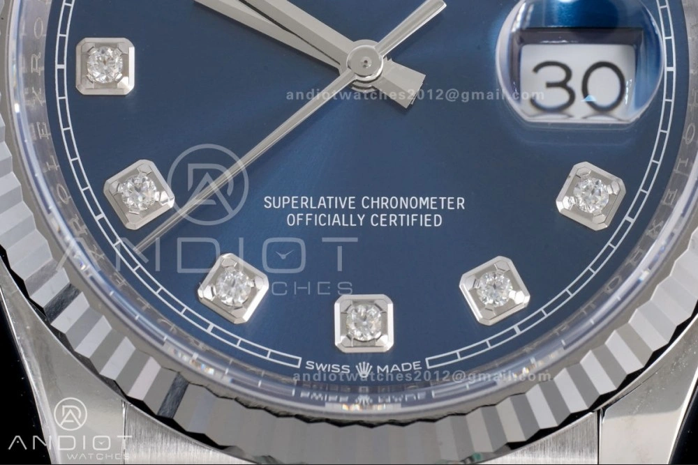 DateJust 36 126234 Clean 1:1 Best Edition 904L Steel Blue Diamonds Dial on Jubilee Bracelet SH ComfortFit 555