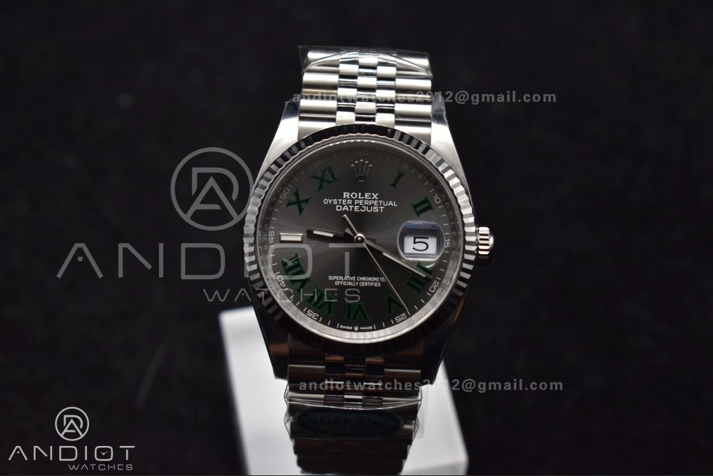 DateJust 36 126234 Clean 1:1 Best Edition 904L Steel Gray Dial Green Roman Markers on Jubilee Bracelet VR Colorful 562