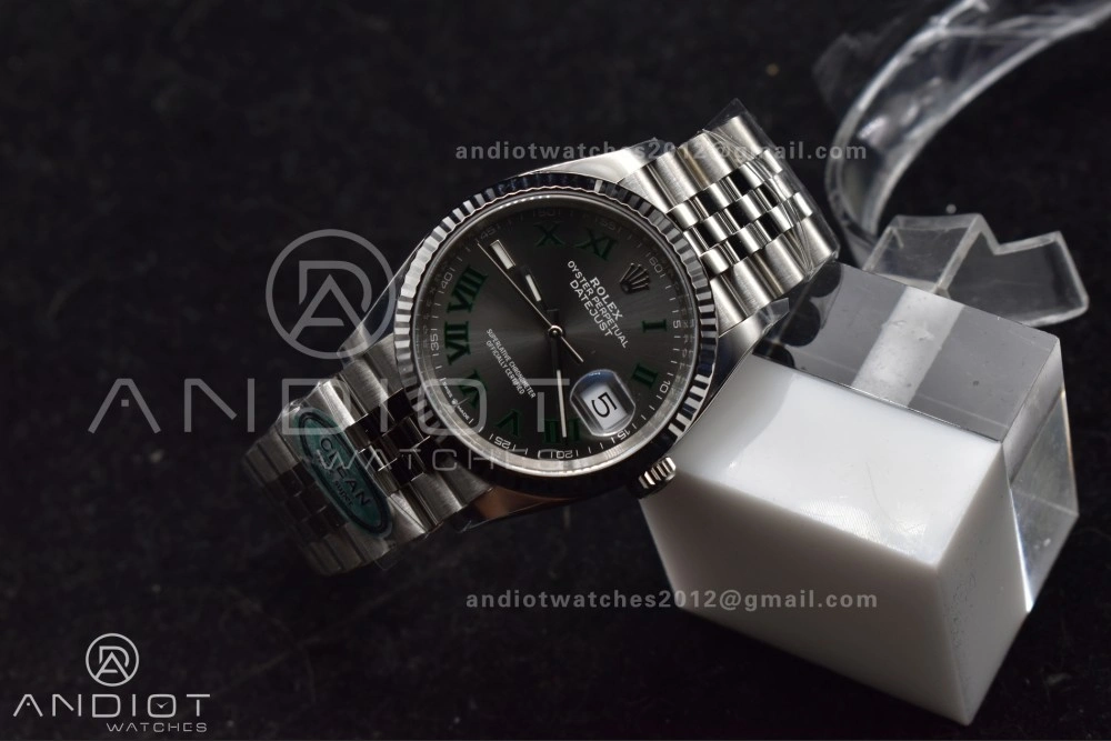 DateJust 36 126234 Clean 1:1 Best Edition 904L Steel Gray Dial Green Roman Markers on Jubilee Bracelet VR Colorful 562