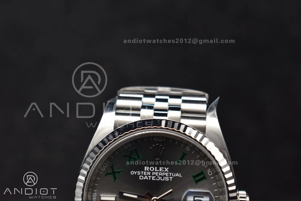 DateJust 36 126234 Clean 1:1 Best Edition 904L Steel Gray Dial Green Roman Markers on Jubilee Bracelet VR Colorful 562