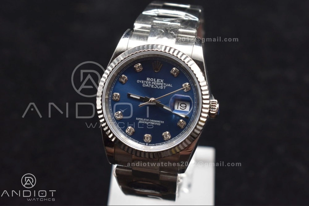 StreetReady DateJust 36 DIWF 1:1 Best Edition 904L Steel Blue Diamonds Dial on Oyster Bracelet SA 403