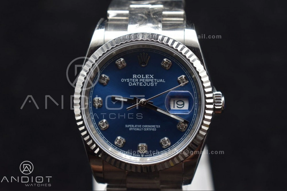 StreetReady DateJust 36 DIWF 1:1 Best Edition 904L Steel Blue Diamonds Dial on Oyster Bracelet SA 403