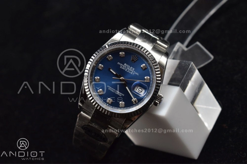 StreetReady DateJust 36 DIWF 1:1 Best Edition 904L Steel Blue Diamonds Dial on Oyster Bracelet SA 403