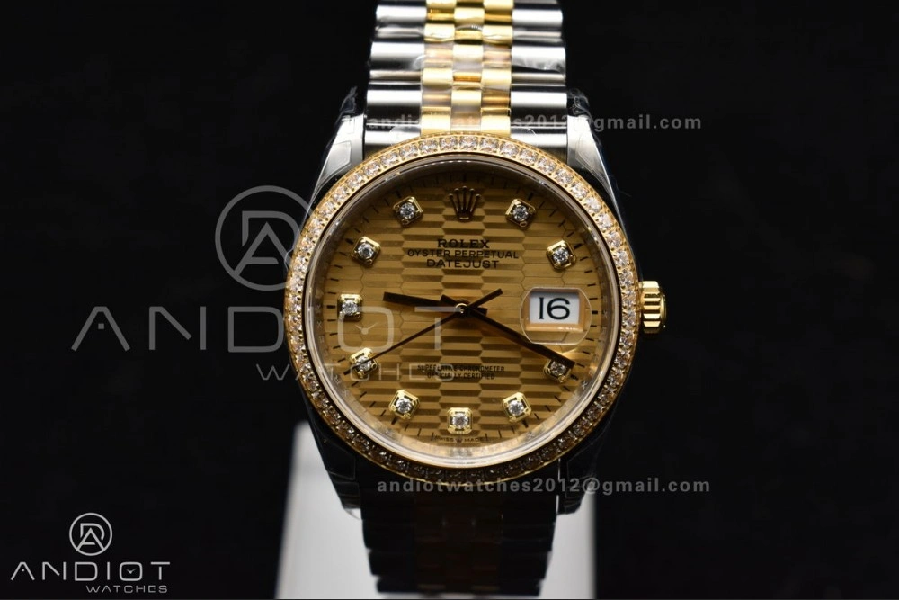 DateJust 36 SS 126283rbr VSF 1:1 Best Edition 904L Steel YG Textured Diamonds Dial on Jubilee Bracelet VS Lightweight 577