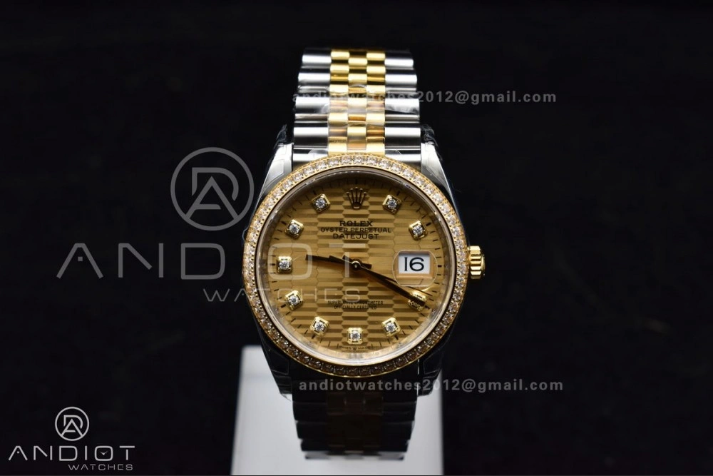 DateJust 36 SS 126283rbr VSF 1:1 Best Edition 904L Steel YG Textured Diamonds Dial on Jubilee Bracelet VS Lightweight 577