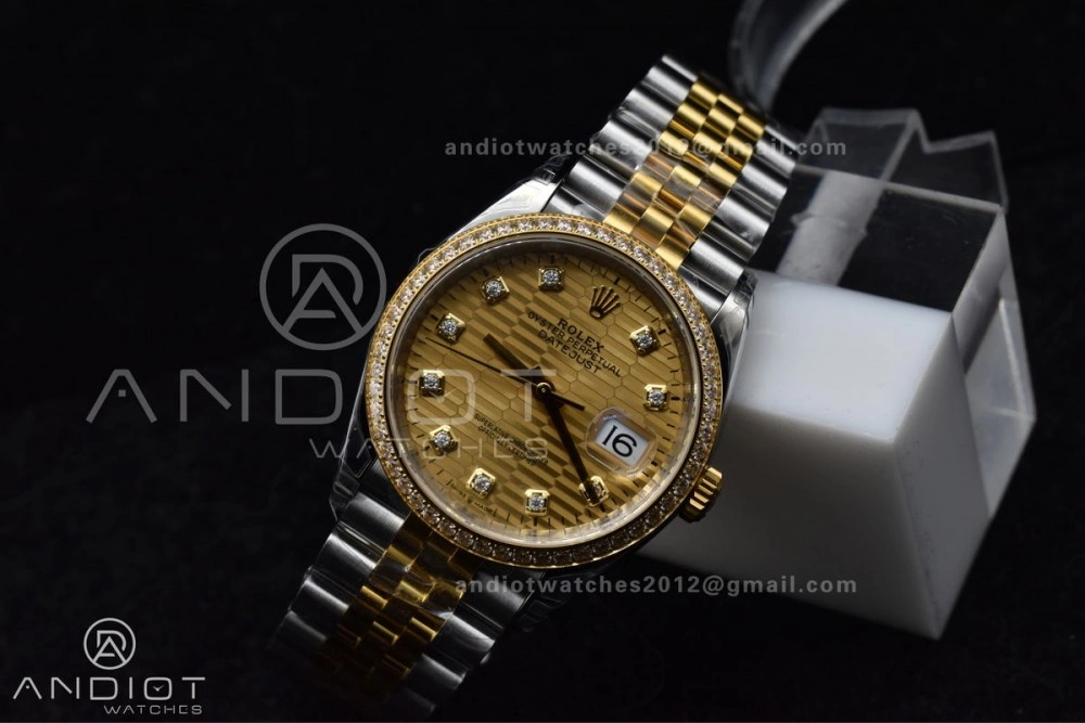 DateJust 36 SS 126283rbr VSF 1:1 Best Edition 904L Steel YG Textured Diamonds Dial on Jubilee Bracelet VS Lightweight 577