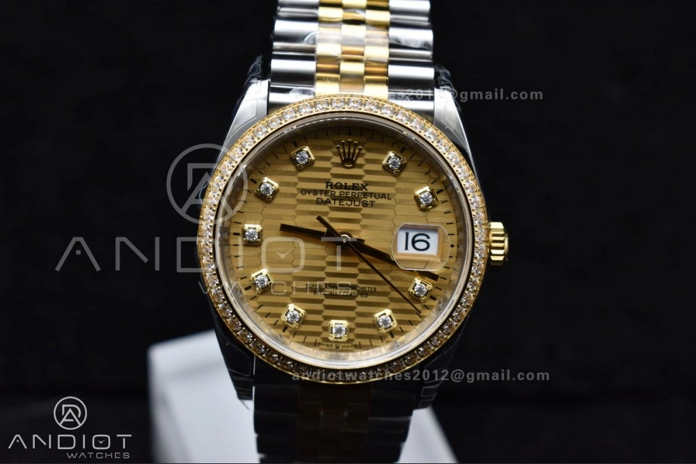DateJust 36 SS 126283rbr VSF 1:1 Best Edition 904L Steel YG Textured Diamonds Dial on Jubilee Bracelet VS Lightweight 577