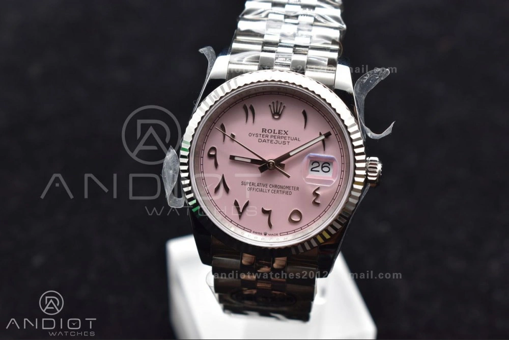 DateJust 36 SS DIWF 1:1 Best Edition 904L Steel Pink Arabic Dial on Jubilee Bracelet SA Colorful 581