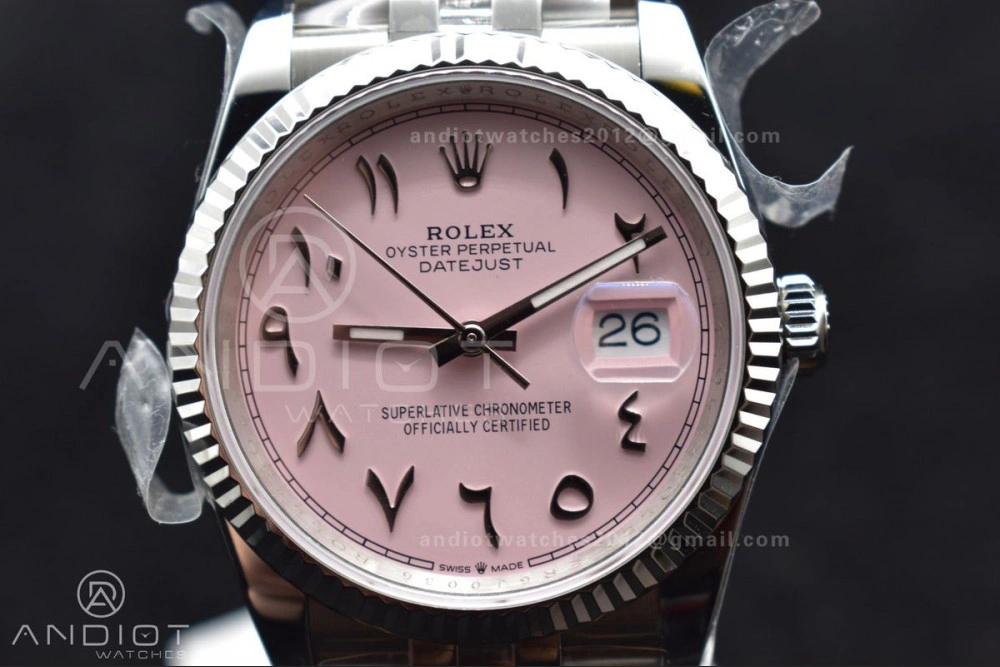 DateJust 36 SS DIWF 1:1 Best Edition 904L Steel Pink Arabic Dial on Jubilee Bracelet SA Colorful 581